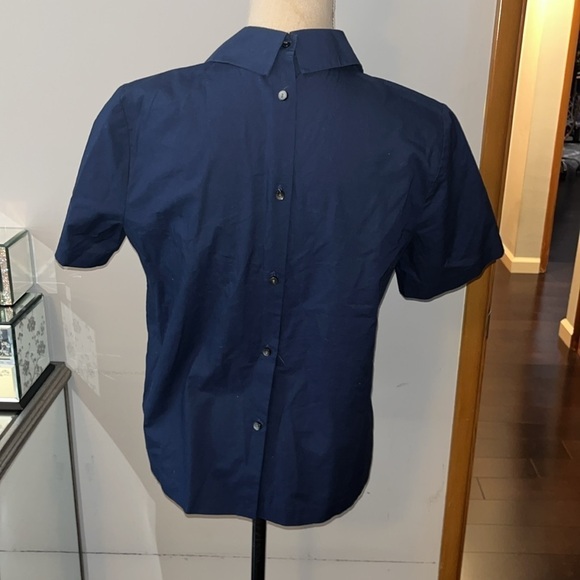 Madewell Navy Blue Gem Collar Short Sleeve Blouse Medium - Picture 5 of 8